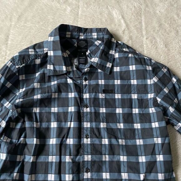 Harley Davidson Shirt Mens Large Gray Plaid Logo Button Up Biker Motorcycle - Picture 3 of 8